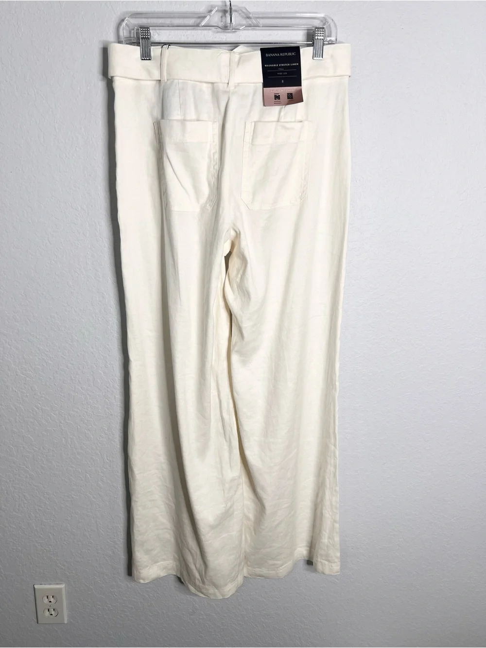 Banana Republic Wide Leg High Rise Linen Blend Pant Women’s Size 8 Off White KK